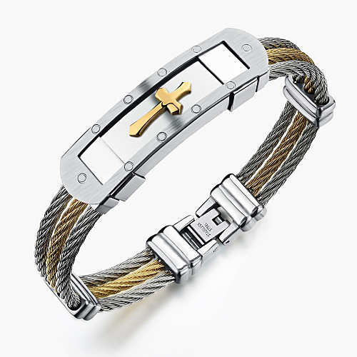 Men's Bracelet Bangles Sideways Cross Rock Gothic Fashion Stainless Steel Bracelet Jewelry Gold / White For Party Birthday Party / Evening Gift Evening Party
Men's Bracelet Bangles Sideways Cross Rock Gothic Fashion Stainless Steel Bracelet Jewelry Gold / White For Party Birthday Party / Evening Gift Evening Party