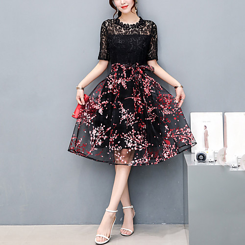 Women's A Line Dress Knee Length Dress White Red Short Sleeve Patchwork Embroidered Pleated Mesh Lace Summer Round Neck S M L XL
Women's A Line Dress Knee Length Dress White Red Short Sleeve Patchwork Embroidered Pleated Mesh Lace Summer Round Neck S M L XL