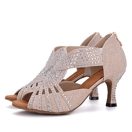 Women's Dance Shoes Elastic Fabric Latin Shoes / Salsa Shoes Rhinestone / Buckle Sandal / Heel Flared Heel Pink / Black / White / White / Silver / Performance / Leather / EU39
Women's Dance Shoes Elastic Fabric Latin Shoes / Salsa Shoes Rhinestone / Buckle Sandal / Heel Flared Heel Pink / Black / White / White / Silver / Performance / Leather / EU39