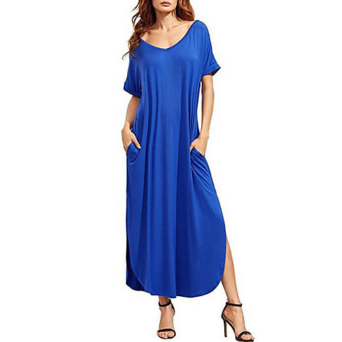 Women's Loose Maxi long Dress Black Blue Wine Gray Short Sleeve Blue Solid Colored Summer V Neck Cotton S M L XL XXL
Women's Loose Maxi long Dress Black Blue Wine Gray Short Sleeve Blue Solid Colored Summer V Neck Cotton S M L XL XXL