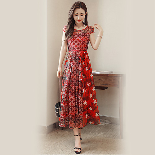 Women's Sheath Dress Maxi long Dress Red Short Sleeve Print Fall Summer Round Neck Vintage Streetwear Boho S M L XL XXL
Women's Sheath Dress Maxi long Dress Red Short Sleeve Print Fall Summer Round Neck Vintage Streetwear Boho S M L XL XXL