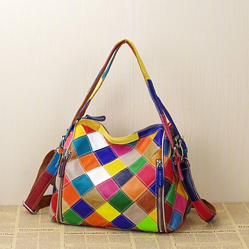 Women's Bags Cowhide Tote Plaid Split Joint Vintage Event / Party Outdoor Office & Career Retro Handbags Rainbow
Women's Bags Cowhide Tote Plaid Split Joint Vintage Event / Party Outdoor Office & Career Retro Handbags Rainbow