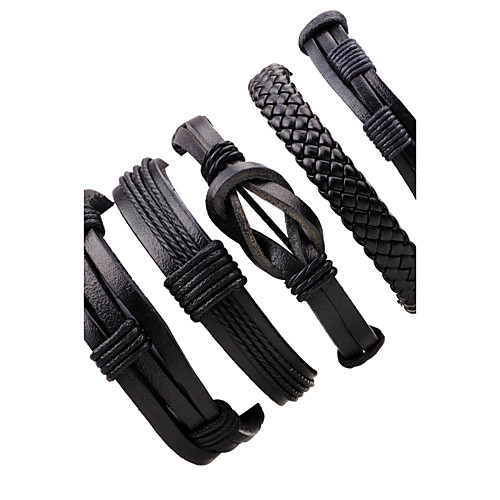 5 pcs Men's Wrap Bracelet Leather Bracelet Braided Stacking Stackable woven Cowboy Punk Cool Leather Bracelet Jewelry Black For Daily Street Club
5 pcs Men's Wrap Bracelet Leather Bracelet Braided Stacking Stackable woven Cowboy Punk Cool Leather Bracelet Jewelry Black For Daily Street Club