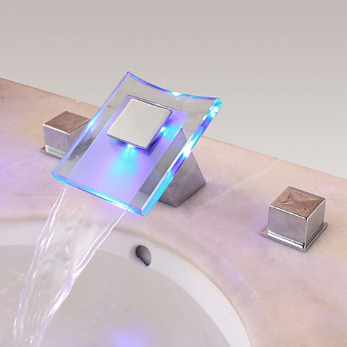 Bathroom Sink Faucet - Waterfall Chrome Widespread Two Handles Three HolesBath Taps / Brass
Bathroom Sink Faucet - Waterfall Chrome Widespread Two Handles Three HolesBath Taps / Brass