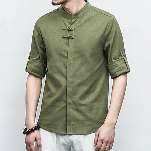 Men's Shirt Solid Colored 3/4 Length Sleeve Daily Tops Chinoiserie White Black Army Green
Men's Shirt Solid Colored 3/4 Length Sleeve Daily Tops Chinoiserie White Black Army Green