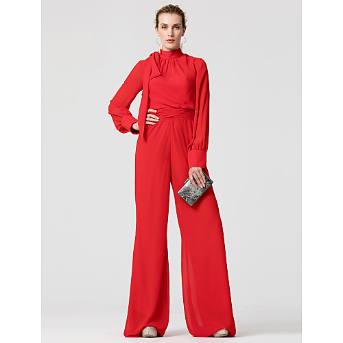 Jumpsuits Elegant Wedding Guest Formal Evening Valentine's Day Dress High Neck Long Sleeve Floor Length Chiffon with Bow(s) 2021
Jumpsuits Elegant Wedding Guest Formal Evening Valentine's Day Dress High Neck Long Sleeve Floor Length Chiffon with Bow(s) 2021
