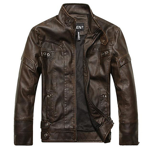 Men's Leather Jackets Striped Print Vintage Fall Faux Leather Jacket Regular Daily Long Sleeve PU Coat Tops Black
Men's Leather Jackets Striped Print Vintage Fall Faux Leather Jacket Regular Daily Long Sleeve PU Coat Tops Black