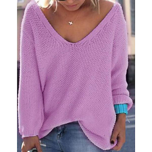 Women's Solid Colored Pullover Long Sleeve Regular Sweater Cardigans V Neck Fall White Lavender / Going out
Women's Solid Colored Pullover Long Sleeve Regular Sweater Cardigans V Neck Fall White Lavender / Going out