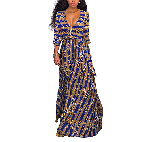 Women's Sheath Dress Maxi long Dress White Blue Long Sleeve Striped Print Fall Spring V Neck Vintage Streetwear S M L XL
Women's Sheath Dress Maxi long Dress White Blue Long Sleeve Striped Print Fall Spring V Neck Vintage Streetwear S M L XL