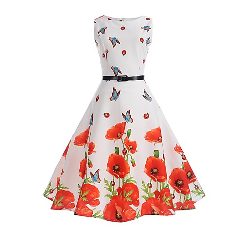 Women's Sheath Dress Knee Length Dress White Sleeveless Butterfly Floral Print Summer Round Neck Vintage Cotton Floral S M L XL XXL
Women's Sheath Dress Knee Length Dress White Sleeveless Butterfly Floral Print Summer Round Neck Vintage Cotton Floral S M L XL XXL
