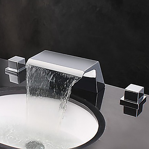 Bathroom Sink Faucet - Waterfall / Widespread Chrome Widespread Two Handles Three HolesBath Taps / Brass
Bathroom Sink Faucet - Waterfall / Widespread Chrome Widespread Two Handles Three HolesBath Taps / Brass