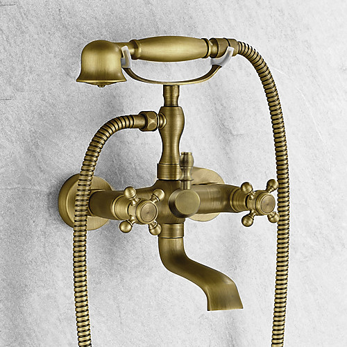 Bathtub Faucet - Antique Antique Brass Tub And Shower Ceramic Valve Bath Shower Mixer Taps / Two Handles Two Holes
Bathtub Faucet - Antique Antique Brass Tub And Shower Ceramic Valve Bath Shower Mixer Taps / Two Handles Two Holes