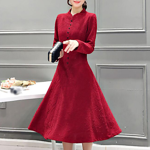 Women's Sheath Dress Midi Dress Red Long Sleeve Red Solid Colored Fall Stand Collar M L XL XXL 3XL 4XL / Plus Size
Women's Sheath Dress Midi Dress Red Long Sleeve Red Solid Colored Fall Stand Collar M L XL XXL 3XL 4XL / Plus Size
