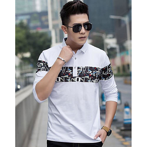 Men's Polo Print Color Block Long Sleeve Going out Tops Streetwear White Black
Men's Polo Print Color Block Long Sleeve Going out Tops Streetwear White Black