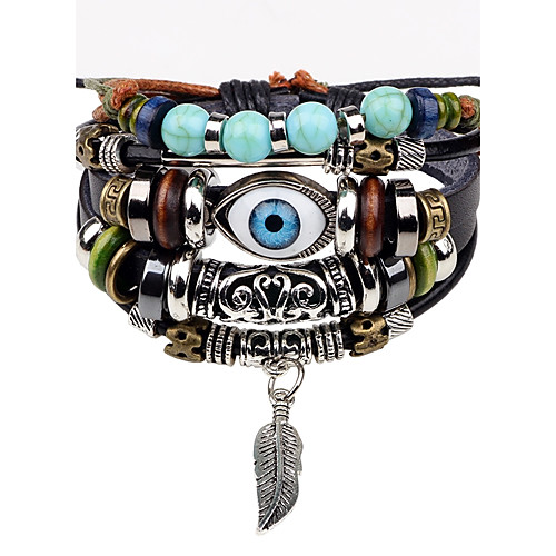 Men's Bead Bracelet Leather Bracelet Evil Eye Personalized Hip-Hop Leather Bracelet Jewelry Black For Stage Street
Men's Bead Bracelet Leather Bracelet Evil Eye Personalized Hip-Hop Leather Bracelet Jewelry Black For Stage Street