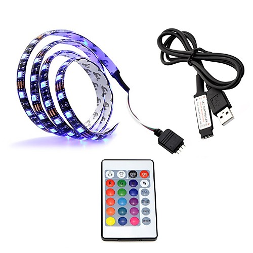

0.5m LED Light Strips RGB Tiktok Lights 30 LEDs 5050 SMD 1 set Remote Control RC Cuttable Self-adhesive 5 V Color-Changing