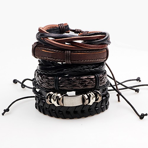 Men's Wrap Bracelet Leather Bracelet Rope Twisted woven Rock Paracord Bracelet Jewelry Black For Stage Club
Men's Wrap Bracelet Leather Bracelet Rope Twisted woven Rock Paracord Bracelet Jewelry Black For Stage Club