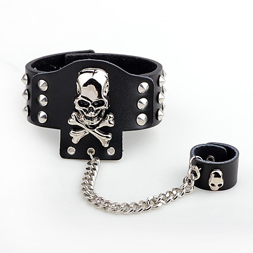 Men's Leather Bracelet Ring Bracelet / Slave bracelet Rivet Skull Pirates Calaveras Personalized Punk Hip-Hop Leather Bracelet Jewelry Black For Stage Club
Men's Leather Bracelet Ring Bracelet / Slave bracelet Rivet Skull Pirates Calaveras Personalized Punk Hip-Hop Leather Bracelet Jewelry Black For Stage Club