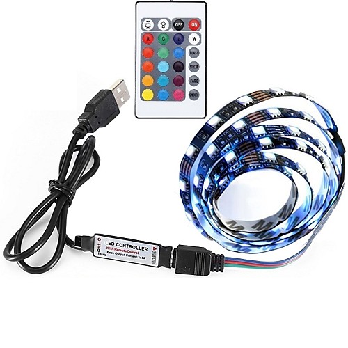 

0.5m LED Light Strips RGB Tiktok Lights 30 LEDs 5050 SMD 1 set Remote Control RC Cuttable Self-adhesive 5 V Color-Changing