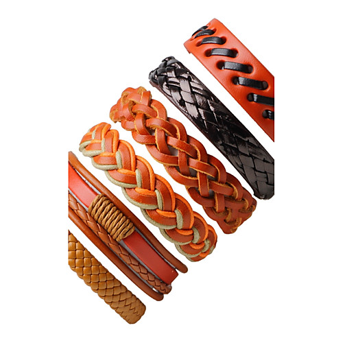 Men's Women's Wrap Bracelet Leather Bracelet woven Personalized Bohemian Leather Bracelet Jewelry Orange For Street Going out
Men's Women's Wrap Bracelet Leather Bracelet woven Personalized Bohemian Leather Bracelet Jewelry Orange For Street Going out