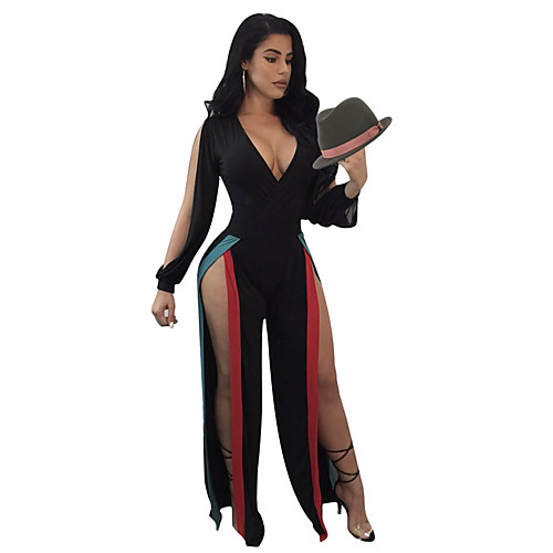 Women's Club Deep V Split Black Loose Jumpsuit Color Block Patchwork Cut Out Split / Wide Leg / Sexy
Women's Club Deep V Split Black Loose Jumpsuit Color Block Patchwork Cut Out Split / Wide Leg / Sexy