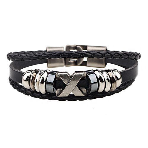 Men's Leather Bracelet woven Alphabet Shape Personalized Hip-Hop Stainless Steel Bracelet Jewelry Black / Brown For Street Club
Men's Leather Bracelet woven Alphabet Shape Personalized Hip-Hop Stainless Steel Bracelet Jewelry Black / Brown For Street Club