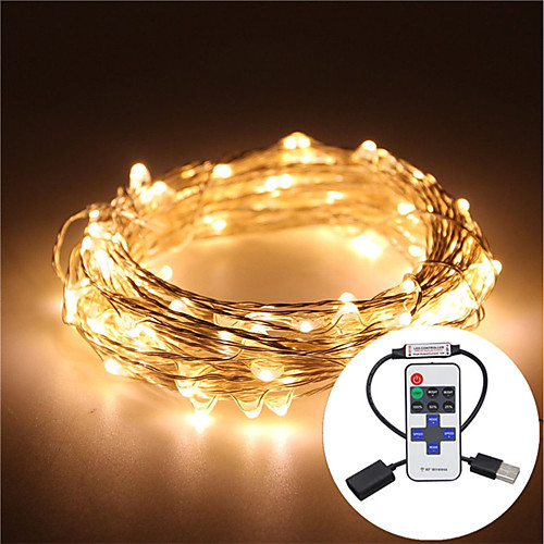 

5m String Lights 100 LEDs Warm White RGB White Waterproof Remote Control RC Dimmable &lt;5 V IP65 Color-Changing