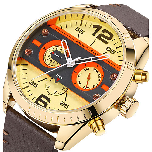 MINI FOCUS Men's Sport Watch Wrist Watch Analog Quartz Luxury Calendar / date / day Creative Cool / Genuine Leather / Japanese
MINI FOCUS Men's Sport Watch Wrist Watch Analog Quartz Luxury Calendar / date / day Creative Cool / Genuine Leather / Japanese