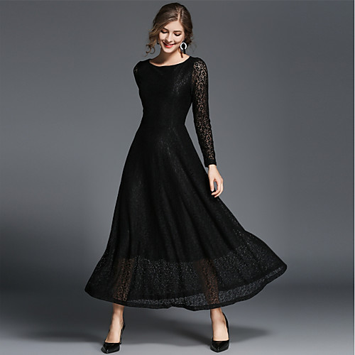 Women's Lace Maxi long Dress Black Red Long Sleeve Solid Colored Lace Fall Round Neck Party Lace S M L XL XXL
Women's Lace Maxi long Dress Black Red Long Sleeve Solid Colored Lace Fall Round Neck Party Lace S M L XL XXL