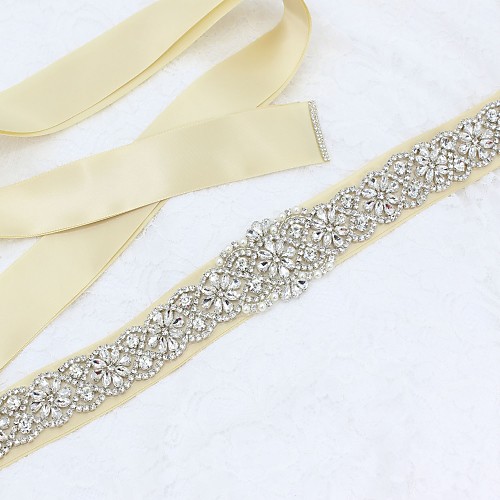 Satin / Tulle Wedding / Special Occasion Sash With Rhinestone / Imitation Pearl Sashes 
Satin / Tulle Wedding / Special Occasion Sash With Rhinestone / Imitation Pearl Sashes