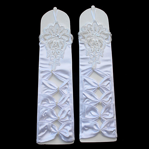 Stretch Satin Elbow Length Glove Luxury / Bridal Gloves With Bowknot / Pearl / Ruffles / Embroidery
Stretch Satin Elbow Length Glove Luxury / Bridal Gloves With Bowknot / Pearl / Ruffles / Embroidery