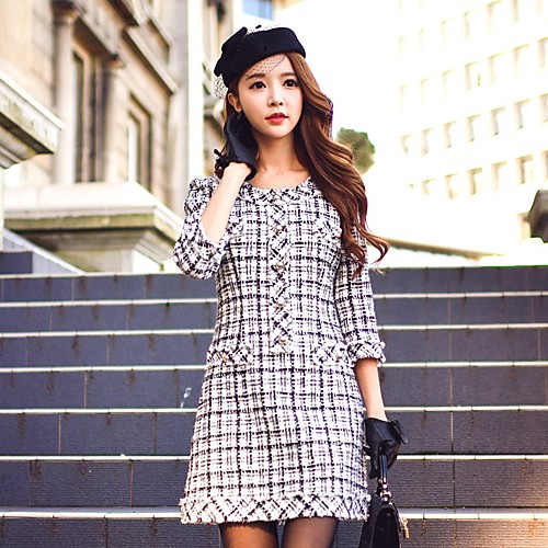 Women's Plaid Going out / Work Vintage A Line Dress - Color Block Fall Black M L XL
Women's Plaid Going out / Work Vintage A Line Dress - Color Block Fall Black M L XL