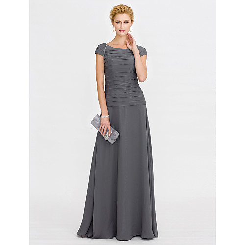 Sheath / Column Mother of the Bride Dress Elegant Scoop Neck Floor Length Chiffon Short Sleeve with Ruched Beading 2021
Sheath / Column Mother of the Bride Dress Elegant Scoop Neck Floor Length Chiffon Short Sleeve with Ruched Beading 2021
