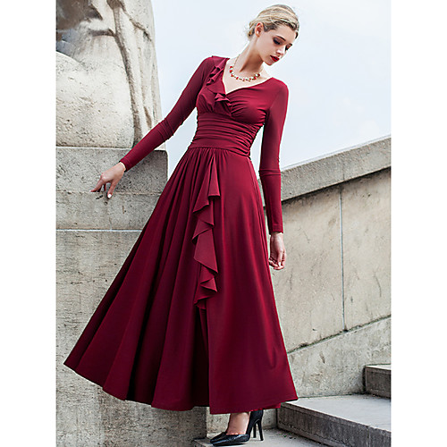 Women's Swing Dress Maxi long Dress Wine Long Sleeve Solid Colored V Neck Streetwear M L XL XXL 3XL / Plus Size
Women's Swing Dress Maxi long Dress Wine Long Sleeve Solid Colored V Neck Streetwear M L XL XXL 3XL / Plus Size