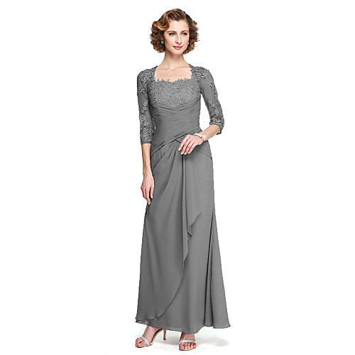 Sheath / Column Mother of the Bride Dress Elegant Square Neck Ankle Length Chiffon Floral Lace Half Sleeve with Criss Cross Appliques 2021
Sheath / Column Mother of the Bride Dress Elegant Square Neck Ankle Length Chiffon Floral Lace Half Sleeve with Criss Cross Appliques 2021