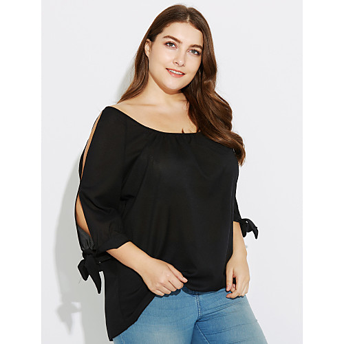 Women's T shirt Solid Colored Plus Size Split Bow Long Sleeve Daily Tops Streetwear Black Orange
Women's T shirt Solid Colored Plus Size Split Bow Long Sleeve Daily Tops Streetwear Black Orange