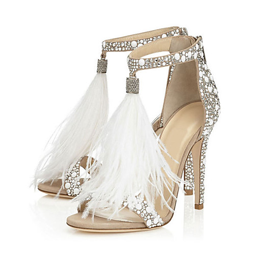 Women's Sandals Furry Feather Stiletto Heel Open Toe Sweet Wedding Party & Evening PU Rhinestone Feather Tassel Solid Colored Summer Almond / EU41
Women's Sandals Furry Feather Stiletto Heel Open Toe Sweet Wedding Party & Evening PU Rhinestone Feather Tassel Solid Colored Summer Almond / EU41