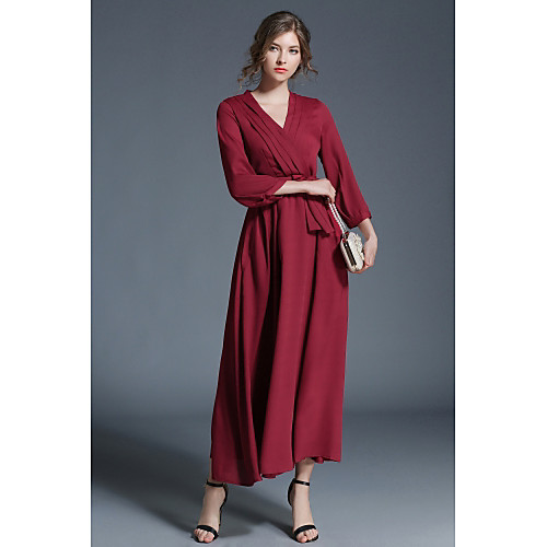 Women's Lace Maxi long Dress Red 3/4 Length Sleeve Solid Colored Fall Spring V Neck S M L XL
Women's Lace Maxi long Dress Red 3/4 Length Sleeve Solid Colored Fall Spring V Neck S M L XL