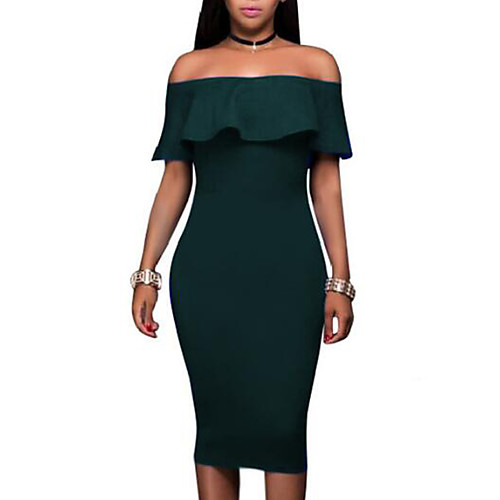 Women's Bodycon Midi Dress Black Red Wine Green Navy Blue Long Sleeve Solid Colored Ruffle Fall Summer Boat Neck Petal Sleeves Off Shoulder S M L XL XXL
Women's Bodycon Midi Dress Black Red Wine Green Navy Blue Long Sleeve Solid Colored Ruffle Fall Summer Boat Neck Petal Sleeves Off Shoulder S M L XL XXL