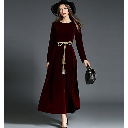 Women's Swing Dress Maxi long Dress Black Blue Wine Long Sleeve Solid Colored Fall Winter Round Neck Velvet S M L XL
Women's Swing Dress Maxi long Dress Black Blue Wine Long Sleeve Solid Colored Fall Winter Round Neck Velvet S M L XL