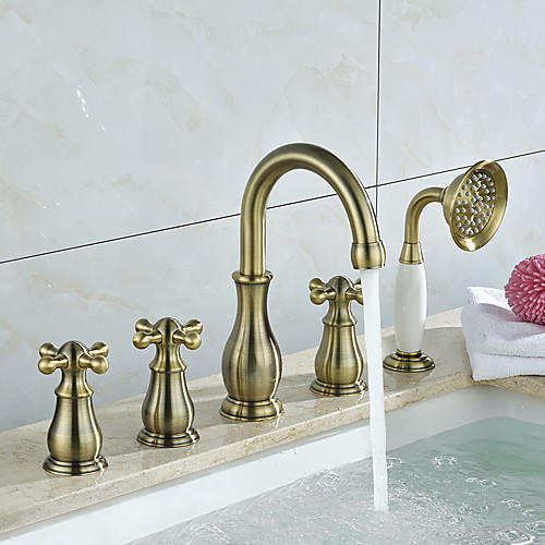 Tub And Shower Ceramic Valve Three Handles Five Holes Oil-rubbed Bronze, Bathtub Faucet
Tub And Shower Ceramic Valve Three Handles Five Holes Oil-rubbed Bronze, Bathtub Faucet