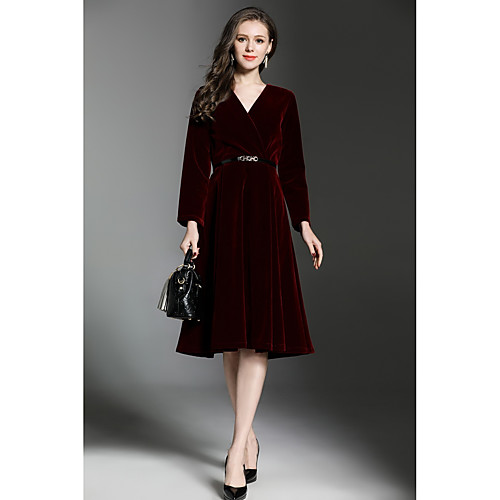 Women's Sheath Dress Knee Length Dress Wine Long Sleeve Solid Colored Fall Winter V Neck Casual Vintage Work S M L XL
Women's Sheath Dress Knee Length Dress Wine Long Sleeve Solid Colored Fall Winter V Neck Casual Vintage Work S M L XL