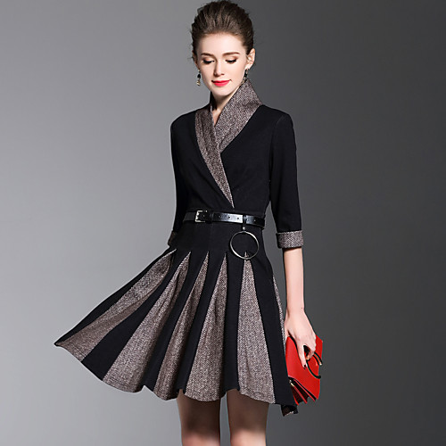 Women's A Line Dress Short Mini Dress Black Half Sleeve Color Block Pleated Fall V Neck Streetwear Going out Belt Not Included S M L XL XXL
Women's A Line Dress Short Mini Dress Black Half Sleeve Color Block Pleated Fall V Neck Streetwear Going out Belt Not Included S M L XL XXL
