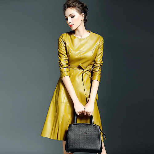 Women's A Line Dress Knee Length Dress Black Yellow Long Sleeve Solid Colored Pure Color Fall Winter Round Neck Streetwear Going out Slim S M L XL
Women's A Line Dress Knee Length Dress Black Yellow Long Sleeve Solid Colored Pure Color Fall Winter Round Neck Streetwear Going out Slim S M L XL