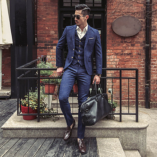 Black / Blue / Gray Striped Polyester Men's Suit - Notch lapel collar / Fall / Winter / Long Sleeve / Plus Size
Black / Blue / Gray Striped Polyester Men's Suit - Notch lapel collar / Fall / Winter / Long Sleeve / Plus Size