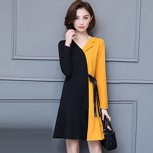 Women's Sheath Dress Short Mini Dress Black Long Sleeve Color Block V Neck Sophisticated Cotton L XL XXL 3XL 4XL 5XL / Plus Size
Women's Sheath Dress Short Mini Dress Black Long Sleeve Color Block V Neck Sophisticated Cotton L XL XXL 3XL 4XL 5XL / Plus Size