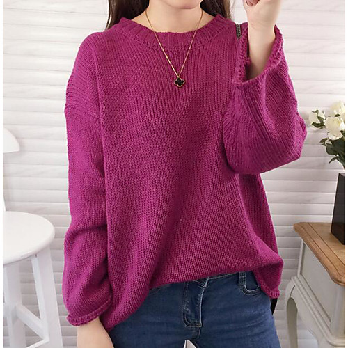Women's Solid Colored Pullover Long Sleeve Regular Sweater Cardigans Crew Neck Round Neck Spring Winter Purple Blushing Pink Camel
Women's Solid Colored Pullover Long Sleeve Regular Sweater Cardigans Crew Neck Round Neck Spring Winter Purple Blushing Pink Camel