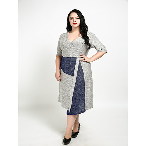 Women's Sheath Dress Knee Length Dress Light gray Short Sleeve Color Block Fall V Neck Vintage Cotton XXL 3XL 4XL 5XL 6XL 7XL / Plus Size / Plus Size
Women's Sheath Dress Knee Length Dress Light gray Short Sleeve Color Block Fall V Neck Vintage Cotton XXL 3XL 4XL 5XL 6XL 7XL / Plus Size / Plus Size