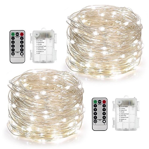 

10m String Lights 100 LEDs Warm White White Multi Color Waterproof Christmas Remote Control RC Battery IP65 Dimmable Color-Changing