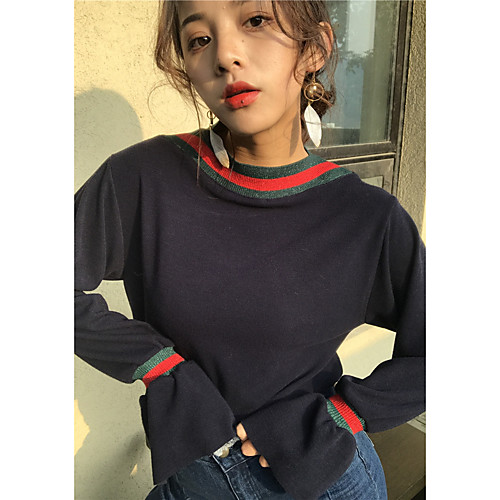 Women's Active Color Block Solid Colored Pullover Cotton Long Sleeve Regular Sweater Cardigans Round Neck All Seasons White Navy Blue
Women's Active Color Block Solid Colored Pullover Cotton Long Sleeve Regular Sweater Cardigans Round Neck All Seasons White Navy Blue